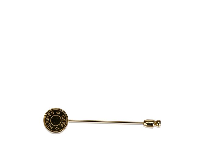 Hermès Pin de pau de sela Dourado Metal  ref.99048