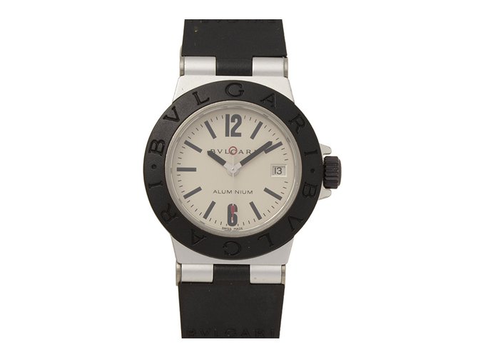 Bulgari Diagono Rubber Watch Schwarz Silber Metall  ref.99053