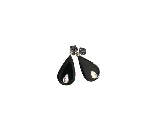 Armani Earrings Black Steel  ref.99124