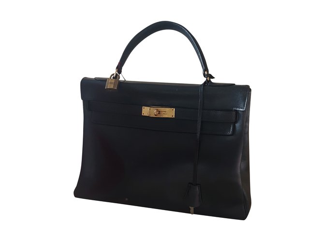 Hermès Kelly 32 Bag RARE - DE 1945 Black Leather  ref.99142