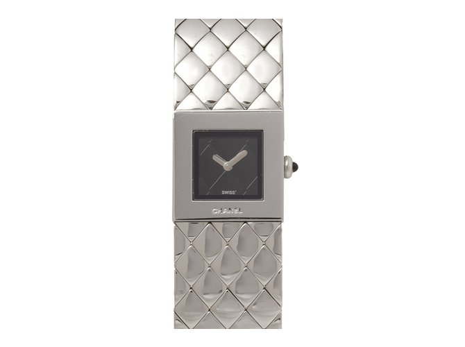 Chanel Quilted Mademoiselle Watch Silvery Steel Metal  ref.99204