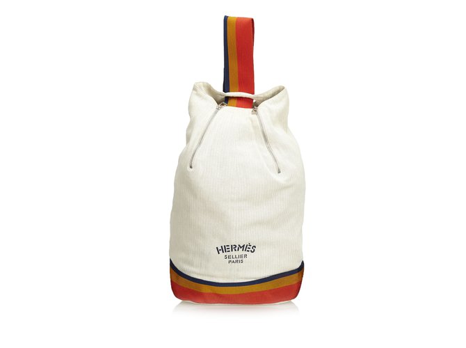 Hermès Cavalier Sling Backpack White Multiple colors Cream Cloth Cloth  ref.99247