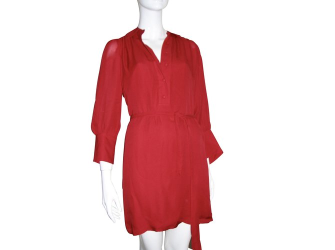Halston Heritage Robe en soie rouge  ref.99293