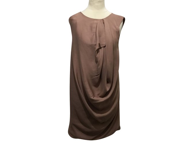 Halston Heritage vestido drapeado Carne Poliéster  ref.99303