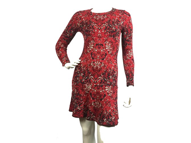 Missoni Knitted dress Black Red Cream Cotton Wool Polyamide  ref.99320