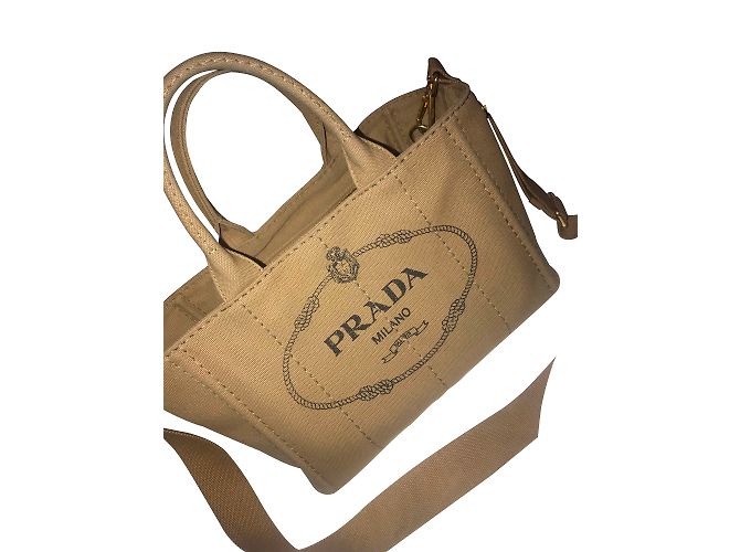 Sac à main Prada en toile caramel