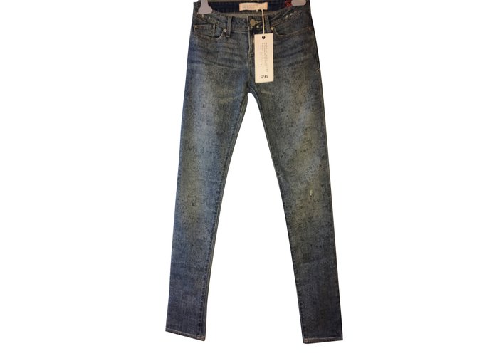 Blue jeans com desenhos e pequenos padrões de lágrima Marc by Marc Jacobs Azul Algodão  ref.99363