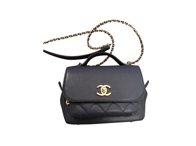 Chanel Handbags Blue Leather  ref.99364