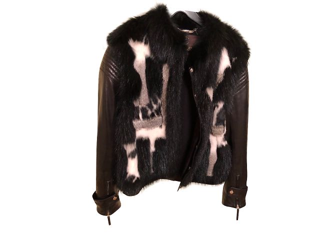 Chaqueta de cuero Roberto Cavalli con panel de piel Multicolor
