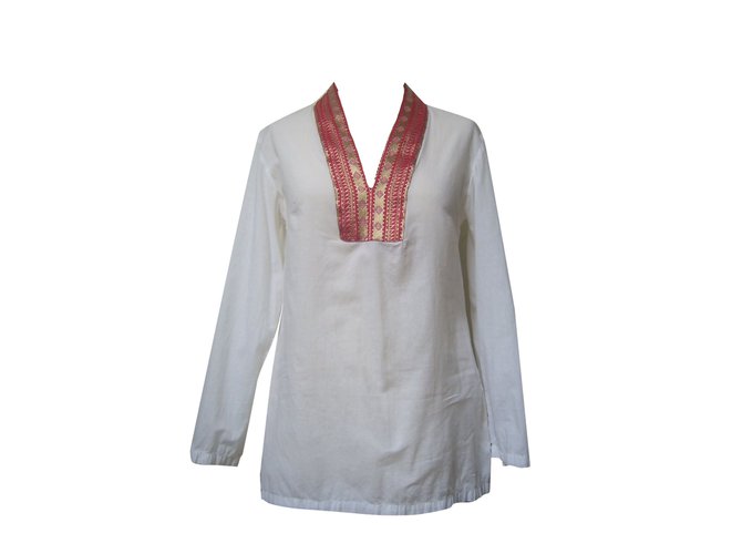 Antik Batik Kaftan Coton Blanc Rouge  ref.99474