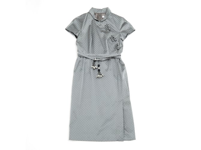 Christian Dior GRAY SILVER SILK FR38/40 Grey  ref.100019