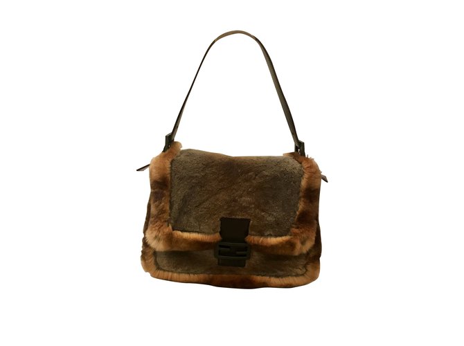 Fendi Handbags Brown Rabbit  ref.100029