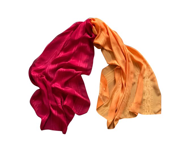Autre Marque Two-tone silk stole Red / orange  175* 90 cm  ref.100037