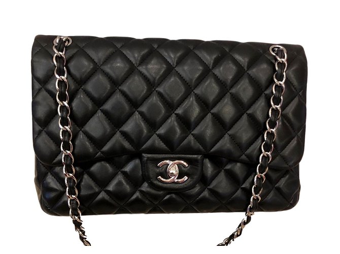 Chanel Jumbo Black Leather  ref.100162