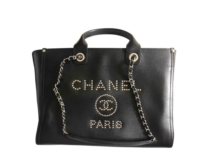 Chanel Deauville Cuir Noir  ref.100169