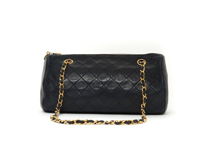 Chanel TIMELESS NAVY POLOCHON Cuir Bleu Marine  ref.100173