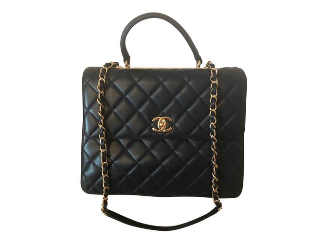 Chanel classical Blue Navy blue Leather  ref.100179