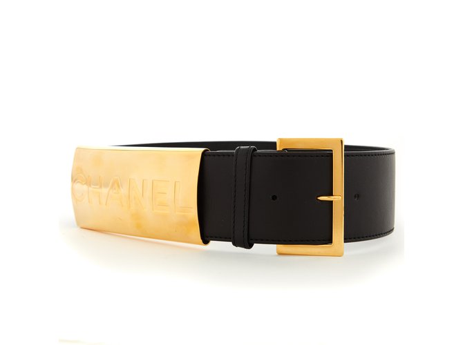 CHANEL BELT T70 NEW BLACK GOLD Cuir Noir  ref.100262