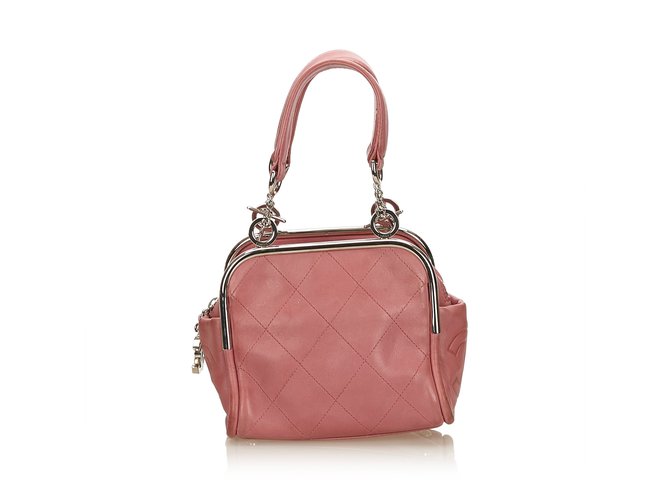 Chanel Wild Stitch Lambskin Handbag Pink Leather  ref.100296