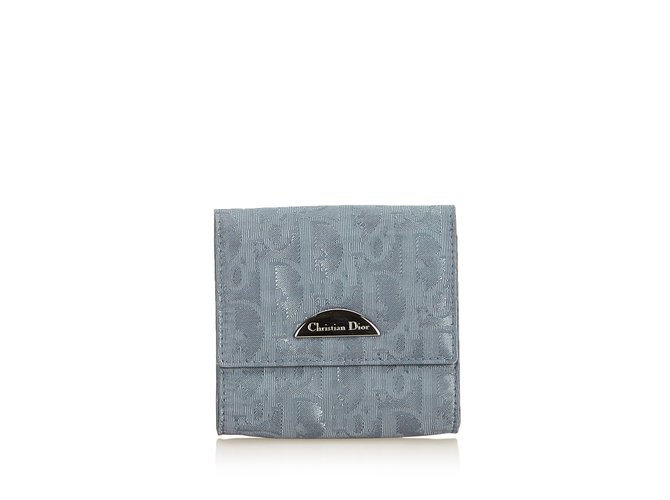 Dior Pochette à monnaie en nylon oblique Tissu Gris  ref.100322