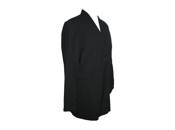 Gianfranco Ferré Pinstripe Wool Blend Blazer Black