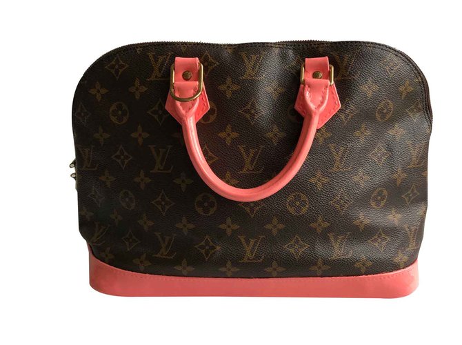 Louis Vuitton Alma pink coated handbag Brown Leather  ref.100406