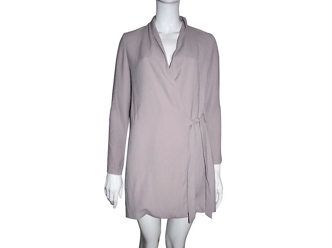 Topshop Wickelkleid mit Bindebund Grau