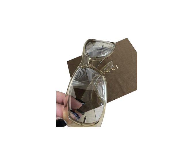 Gucci Lunettes de soleil transparentes Plastique Beige  ref.100430