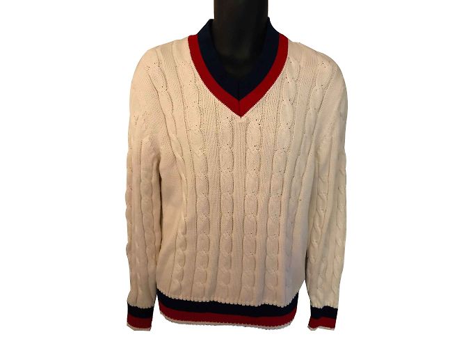 Hackett London Pullover Rot Roh Marineblau