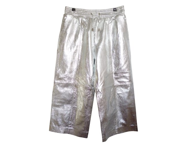 Mango Pants, leggings Silvery Leather  ref.100460