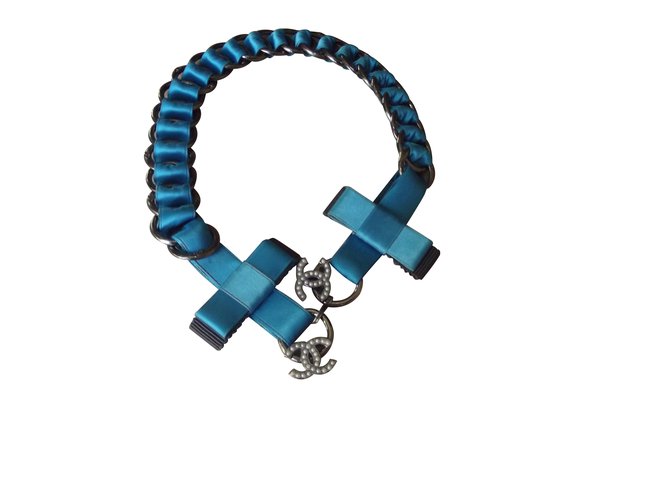 Chanel Necklaces Turquoise Metal  ref.100471