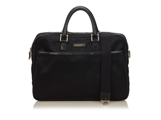 Burberry Nylon Business Bag Black Leather Cloth  ref.100498