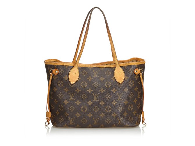 Louis Vuitton Monogram Neverfull PM Brown Leather Cloth  ref.100510