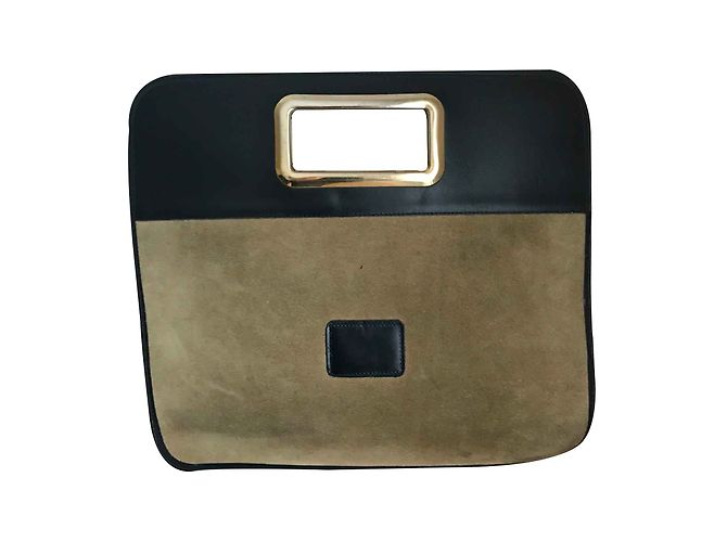 Clutch Rochas in pelle beige e blu navy