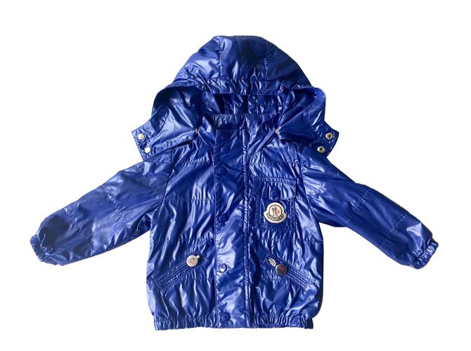 Moncler Boy Coats Outerwear Blue Polyester  ref.100540