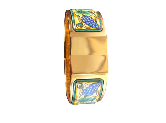 Hermès Email Bracelet Golden Steel  ref.100557