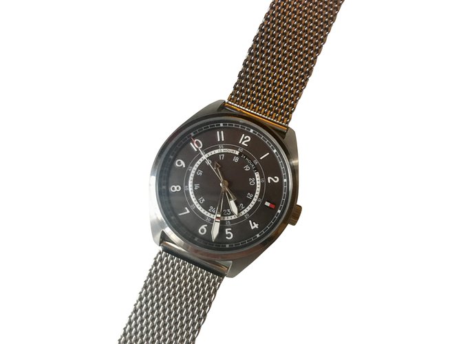 Tommy Hilfiger Quartz Watches Black Silvery Grey Steel  ref.100663