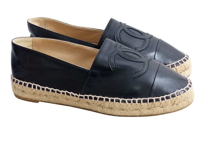 Chanel Espadrilles Schwarz Leder