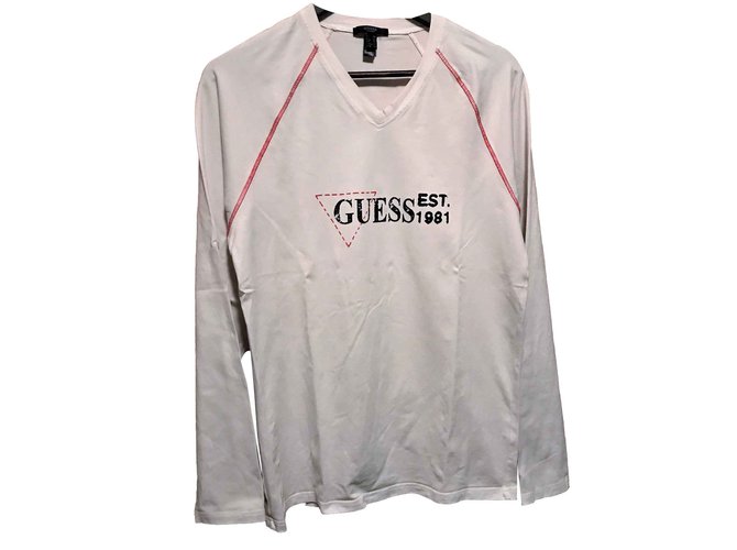 POLO GUESS WHITE / RED //3 The Cotton Lycra  ref.100680