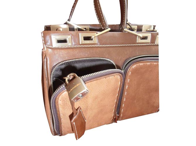 Bolsa de mão Lancel em couro e pele de cervo marrom