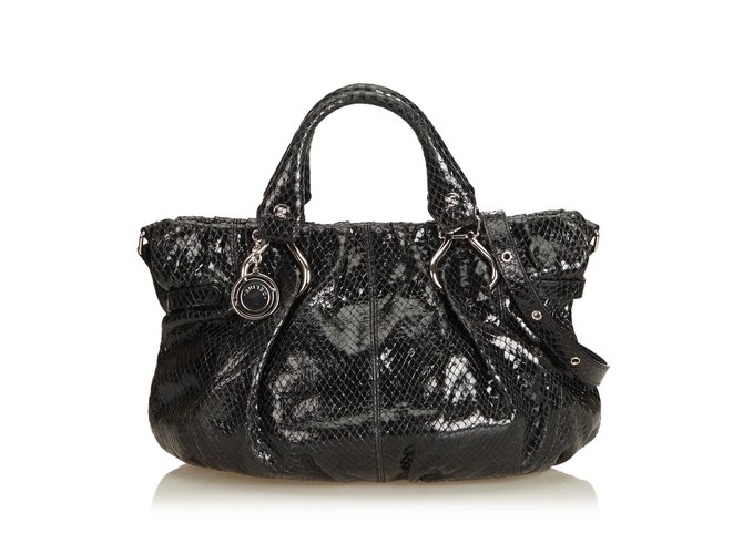 Céline Embossed Patent Leather Satchel Black  ref.100712