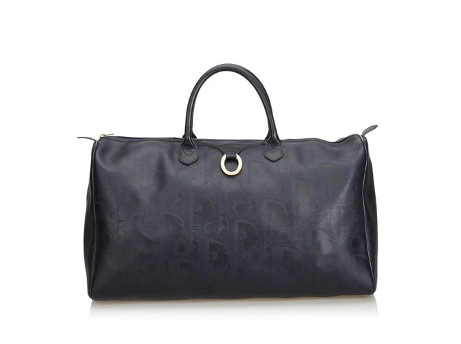 Dior Oblique Duffle Bag Blue Navy blue Leather Plastic  ref.100738