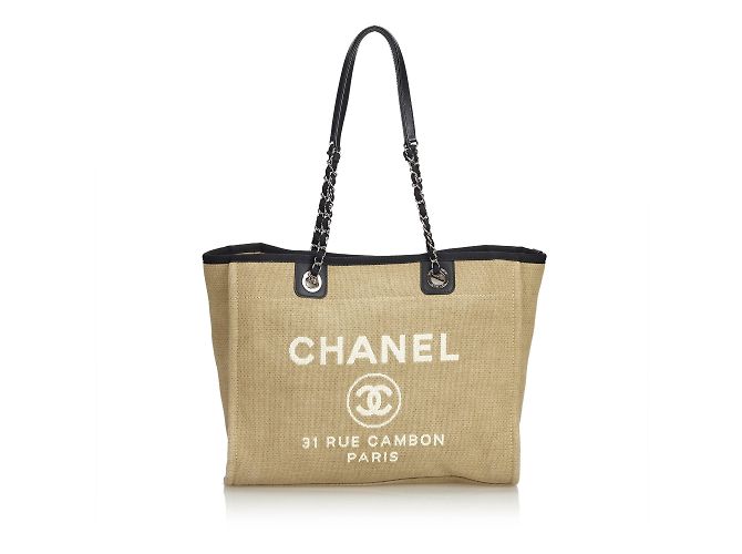 Chanel Petit cabas Deauville Marron Noir Beige