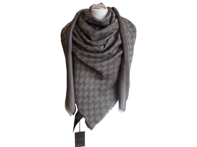 guccissima scarf Gucci new. color brown Silk Wool  - Joli Closet