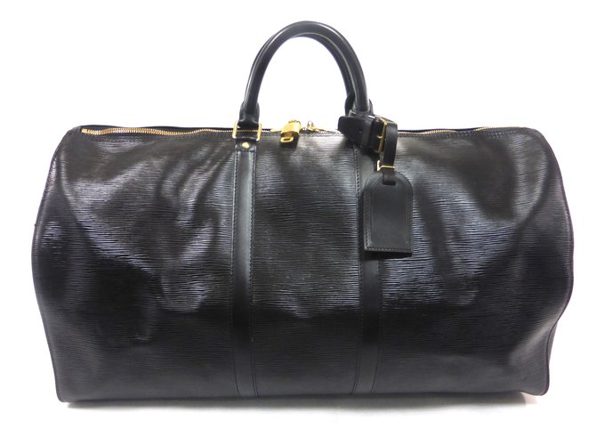 Louis Vuitton keepall 55 Cuir épi noir Black Leather  ref.101011