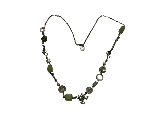 Aridza Bross Lunghe collane Multicolore Verde Metallo Perla  ref.101055