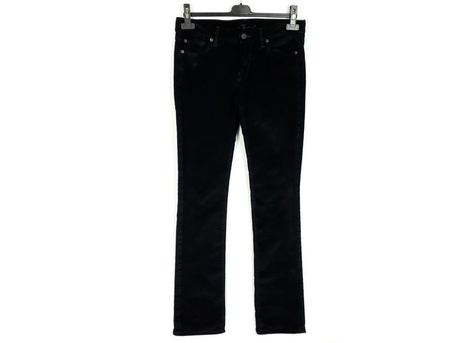 7 For All Mankind 7 Para toda a humanidade Corduroy Jeans Pants Size W27 Preto Veludo  ref.101069