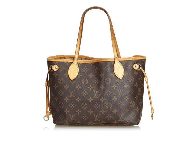 Louis Vuitton Monogram Neverfull PM Brown Leather Cloth  ref.101104