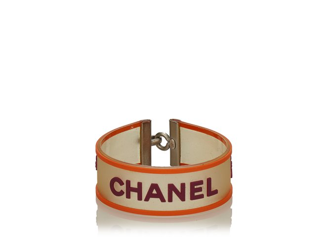Chanel Pulseira de logotipo Multicor Laranja Metal  ref.101107