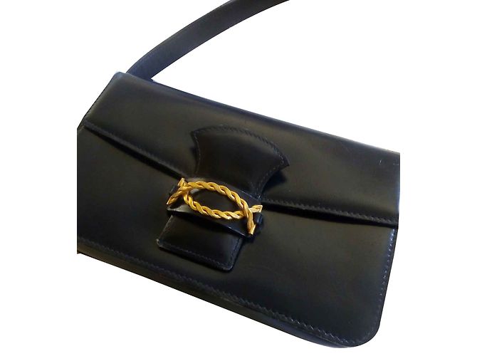 Bolsa de mão Céline em couro azul marinho